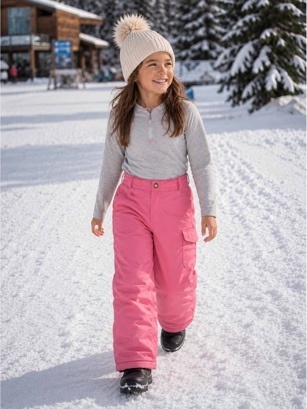 Columbia girl's pink insulated snow pants